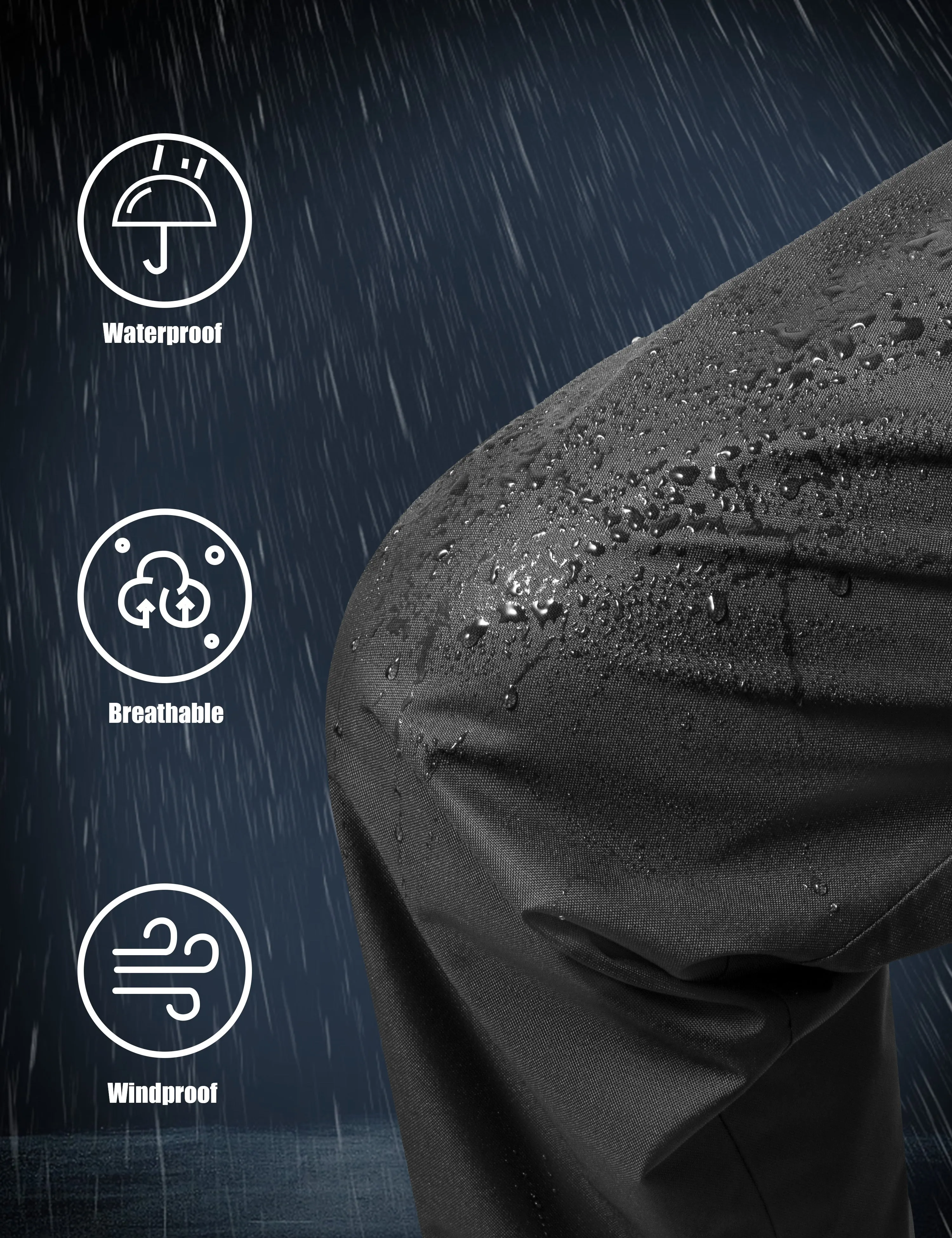 Ubon Mens Rain Pants Waterproof Hiking Pants Lightweight Breathable for Outdoor Work Golf Fishing