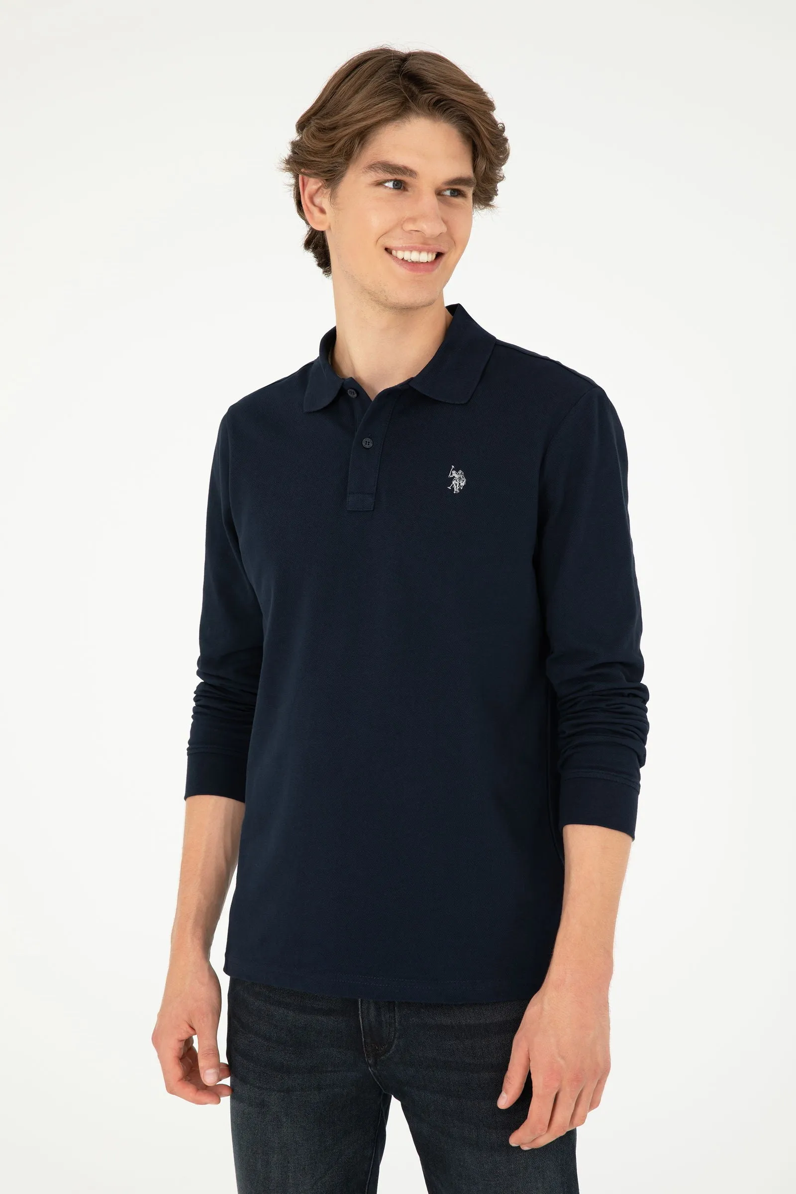 USPA Polo Shirt Men Navy VR033 USPOM243 Full Sleeve US Polo Assn.