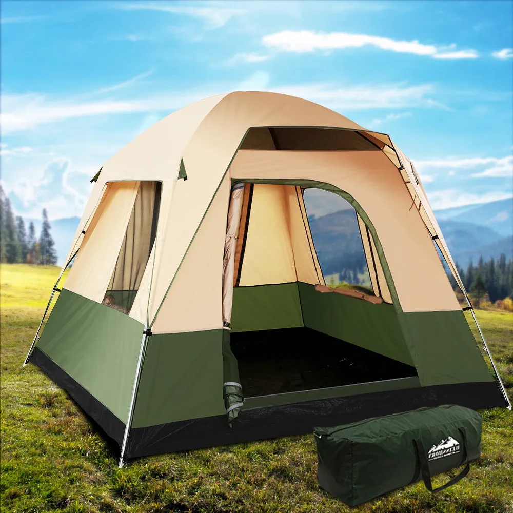 Weisshorn Family Camping Tent 4 Person Hiking Beach Tents Canvas Green