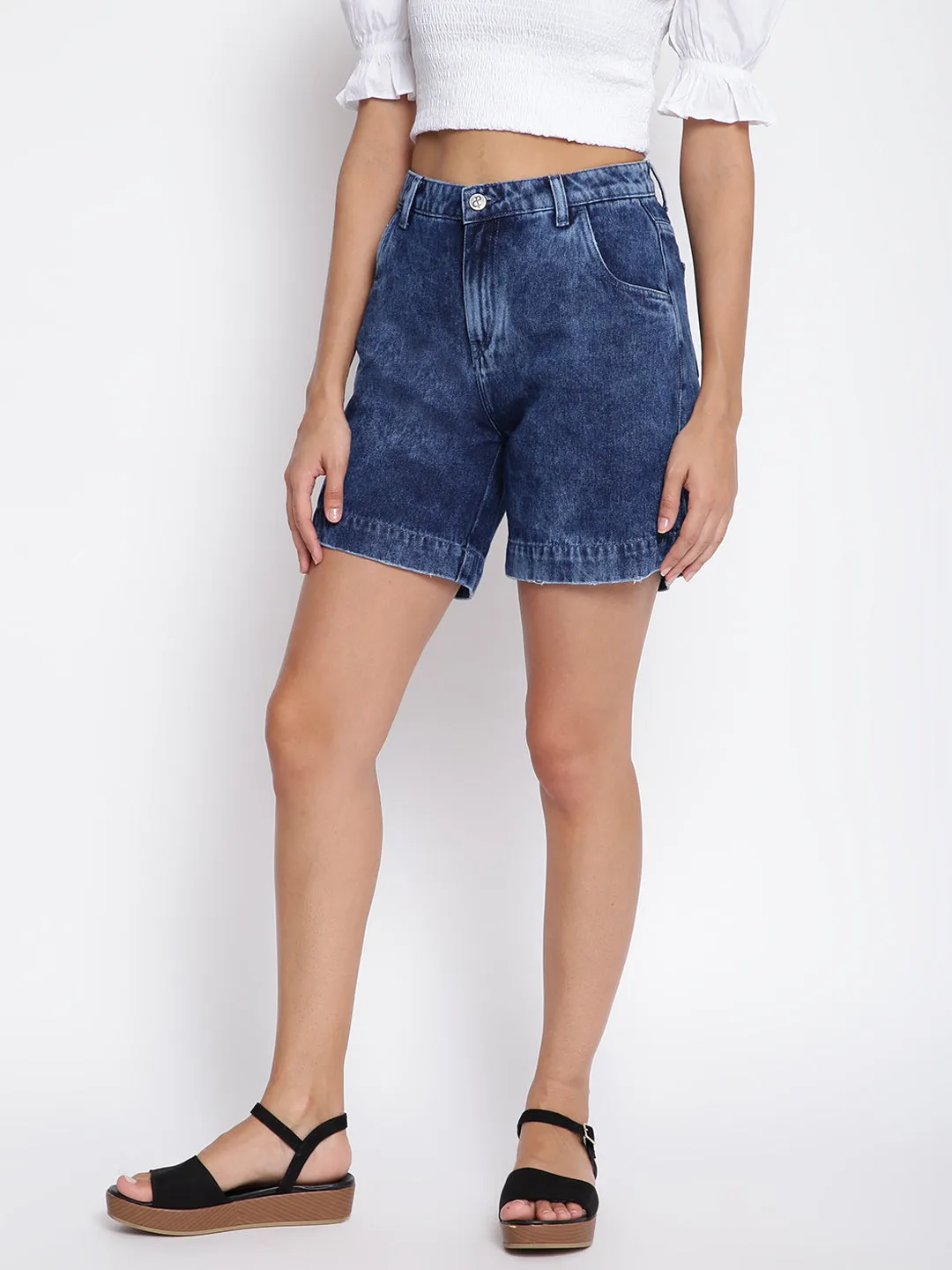 Women Blue Denim Shorts