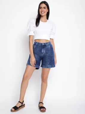 Women Blue Denim Shorts