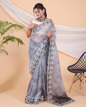 Women Pure Organza Saree with Blouse