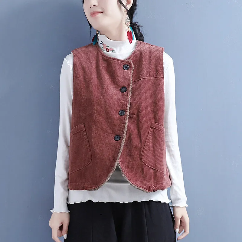 Women Winter Retro Woolen Loose Waistcoat