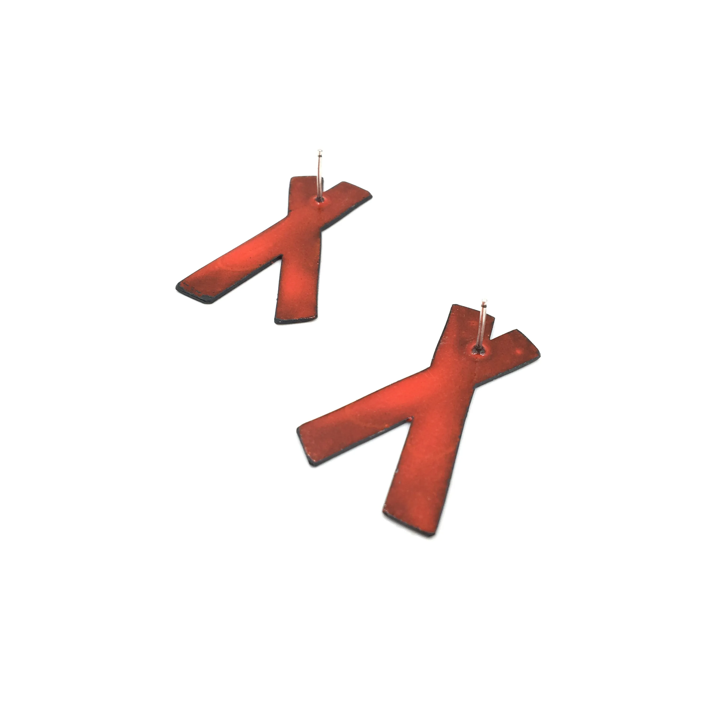 X Marks Earrings, Red