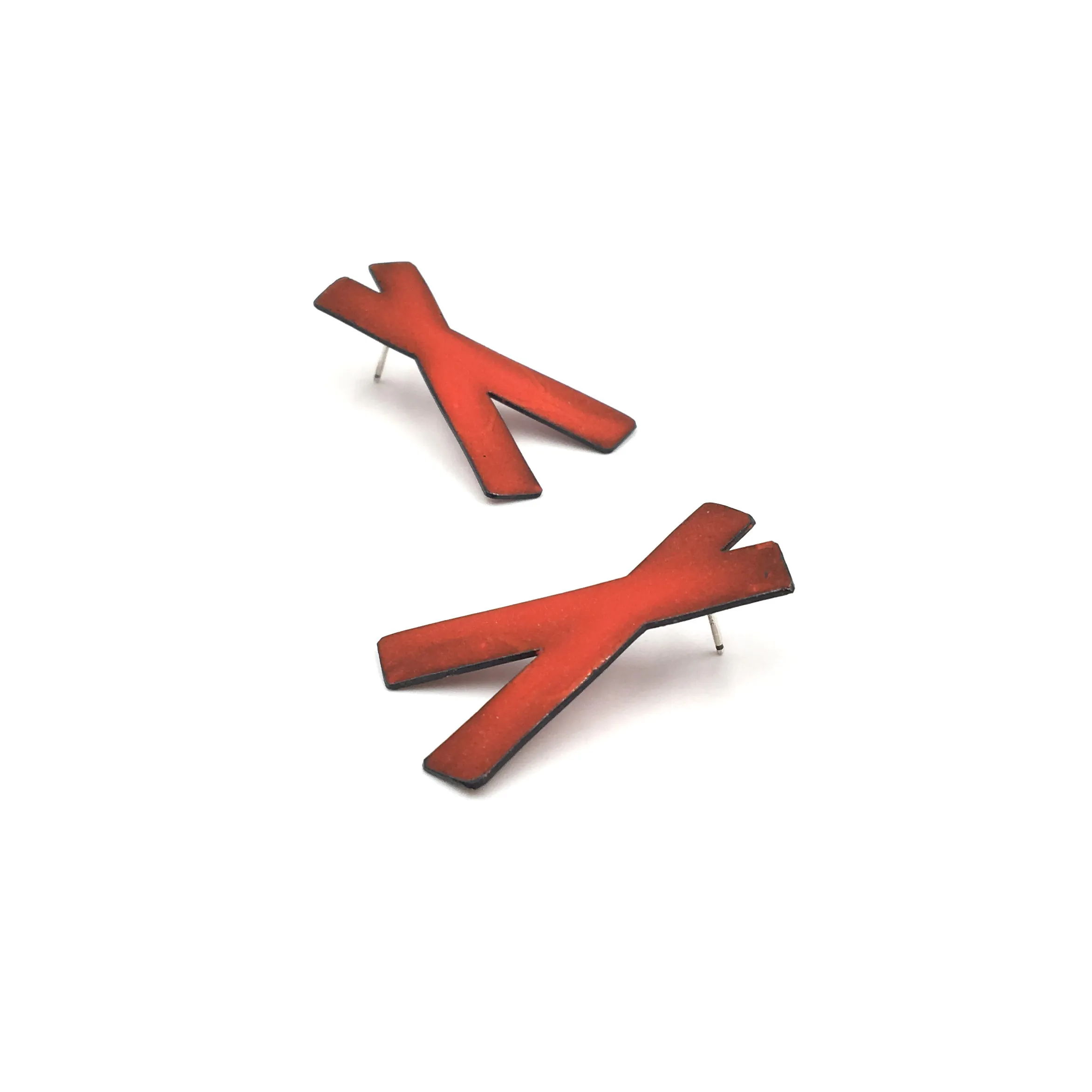 X Marks Earrings, Red